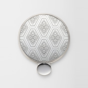Katagami Metal Hand Mirror S, Tortoiseshell & Flower Crest, Silver