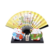 Kinsai God Of Fortune Maneki Neko (w/Seven Lucky Gods Decoration Fan)
