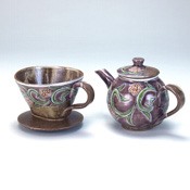 Teapot & Dripper,  Purple Arabesque