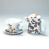 Teapot & Dripper,  Floral Pattern