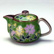 Teapot, Green Glaze Cosmos