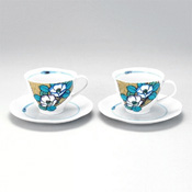 Pair Set Coffee Cups, Yoshidaya Style Camellia