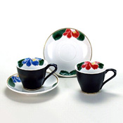 Pair Set Coffee Cups, Color Camellias 