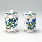 Lidded Pair Teacup Set, Chinese Bellfower