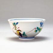 Pair Rice Bowl Set,  Clematis & Bird