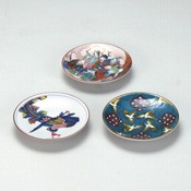 Auspicious Plate Set (3P) Crane,  Chinese Phoenix & 7 Gods of Good Fortune