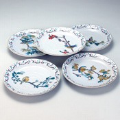 Size 6 Plate Set Arabesque with Flowers & Birds Different Designs