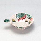 Size 5 Small Bowl w/Leaf-Shaped Handle Heavenly Bamboo & Pheasant's Eye 