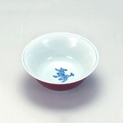 Size 6 Bowl Red Gosu Porcelain "Kotobuki"