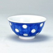 [Mansaku Kobo] Rice Bowl Polka Dot on Dark Blue