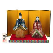 No. 6.5 Standing Hina Doll, Kanoko Decoration (Stand, Mat, Folding Screen, Wooden Tag) 