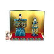 No. 5.5 Standing Hina Doll, Pine, Bamboo & Plum (Stand, Mat, Folding Screen, Wooden Tag)