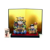 No. 4.5 Samurai Doll Set, Decoration (Stand, Mat, Folding Screen, Wooden Tag) 