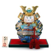 No. 7.5 Samurai Doll, w/Brocade (Stand, Mat, Wooden Tag) Heizo Work