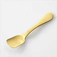 純銅製槌敲紋 冰淇淋匙 金色