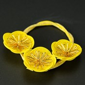 Hakata Mizuhiki, Japanese Paper Cord Bottle Ring, Mitsu-Ume (Yellow)