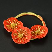 Hakata Mizuhiki, Japanese Paper Cord Bottle Ring, Mitsu-Ume (Orange)