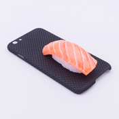 iPhone6/6S用ケース 食品サンプル 寿司 鮭(小) ブラックドット