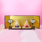 Hina Doll (Folding Screen, Paper Lantern, Shell Box, w/Stand) A