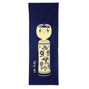 Kokeshi Doll Hand Towel Shoji Design Navy Blue