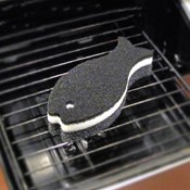 魚型廚房用海綿(廚房用)添加研磨粒子 加強型 黑色