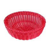 可水洗竹編造型籃圓形Ｌ　紅