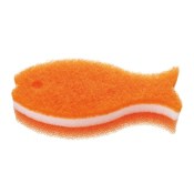 小魚造型廚房用海綿　橘色　Ｋ１７０