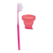 折叠式杯子S与牙刷组 粉色 /洗面用品