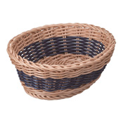 Washable Bicolor Basket, Oval, Navy / Kitchen Goods