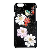 iPhone6/6Sカバー 高盛り蒔絵 小鳥と牡丹
