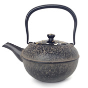 Kyoto Kiyomizu-Yaki Lid Black Ceramic Gold & Silver Unkin  x Nanbu Ironware Teapot 