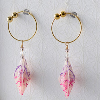 Star anise Earrings #34 Shippo (Purple & Pink)
