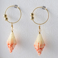 Star anise Earrings #36 Shippo (White & Orange)