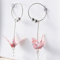 Crane Earrings #08 Cherry Blossom, Pink