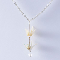 Crane Necklace #07 Cherry Blossom, White