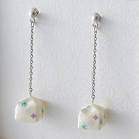 Balloon Pierced Earrings #07 Cherry Blossom, White