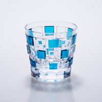 復古時尚玻璃杯 馬賽克磚 小 藍色