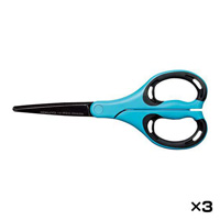 [KOKUYO] Scissors, Airofit, Wide, Super Glueless Wide Blades, Blue, 3