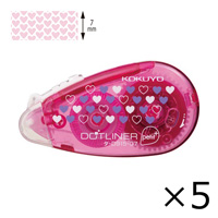 [KOKUYO] Dot Liner Petit+, Single-Use, Strong Adhesive, Heart x 5