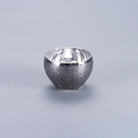 Pure Silver Sake Cup, Regular Shape, Rock 