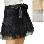 [ROSE FAN FAN] Dot Pattern Tulle Skirt (w/Ribbon Sash)