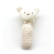 Think-B [Caramel] Organic Striped Stick-Type Rattle w/Bell (Made in Japan)