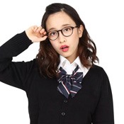 Teens' School Necktie, Pattern Bow, Navy/Ruby/Pink 