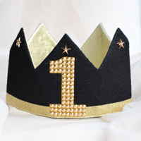 BB Birthday Crown, Reversible, Black w/Emblem