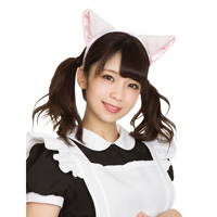 Cat Ear Head Band, Flat Ears  (White x Pink) / Party Costume