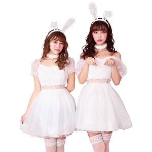 HW Coquettish girly white lace bunny/cosplay goods,costume