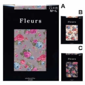 [Fleurs] 50 Denier Zokki Type Floral-Pattern Print Tights, Framboisine