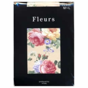 [Fleurs] 50 Denier Ivory Floral Pattern Print Tights, Venus