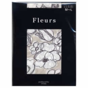 [Fleurs] 50 Denier Sketch-Style Floral Pattern Tights 