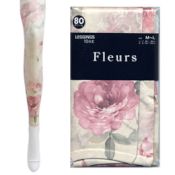 [Fleurs] 80 Denier Zokki-Type Full-Length Rose Pattern Print Leggings 